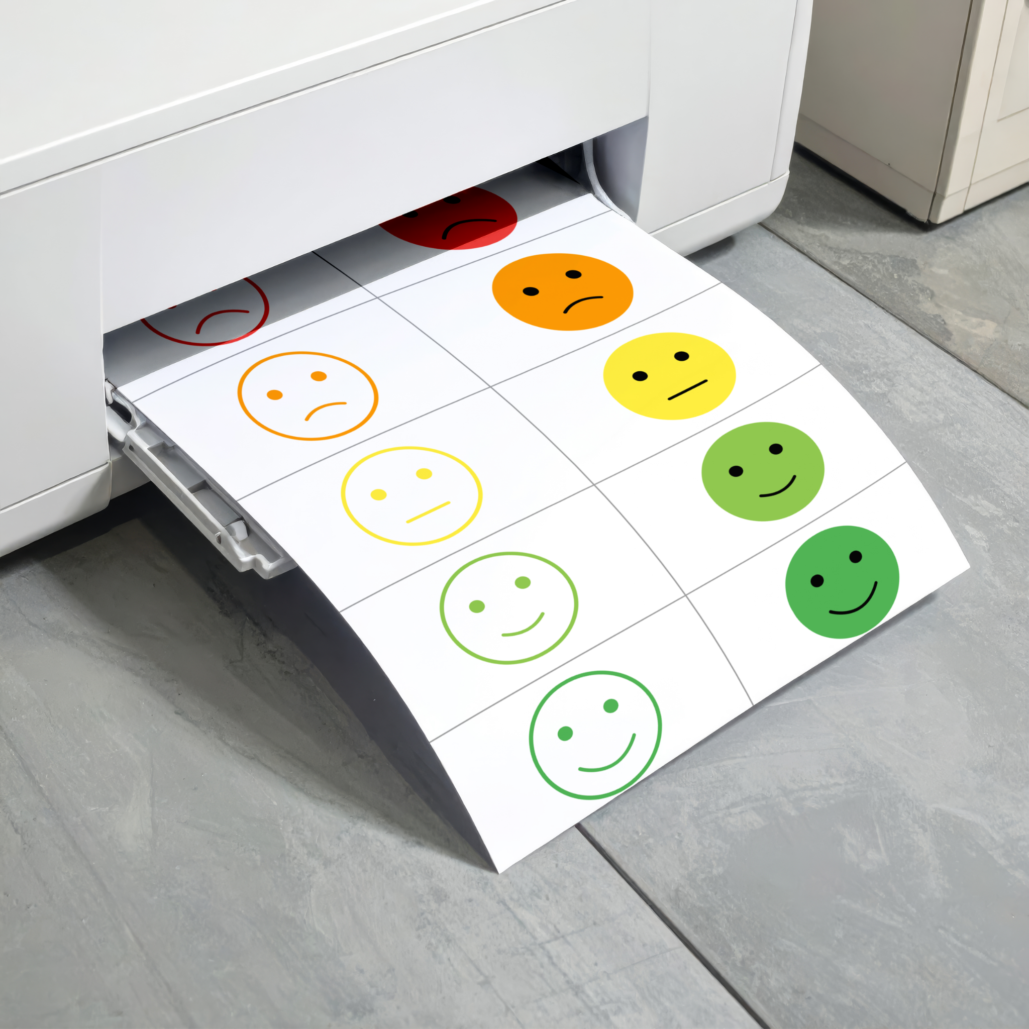 Fiche A4 cartes d'émotions en cours d'impression