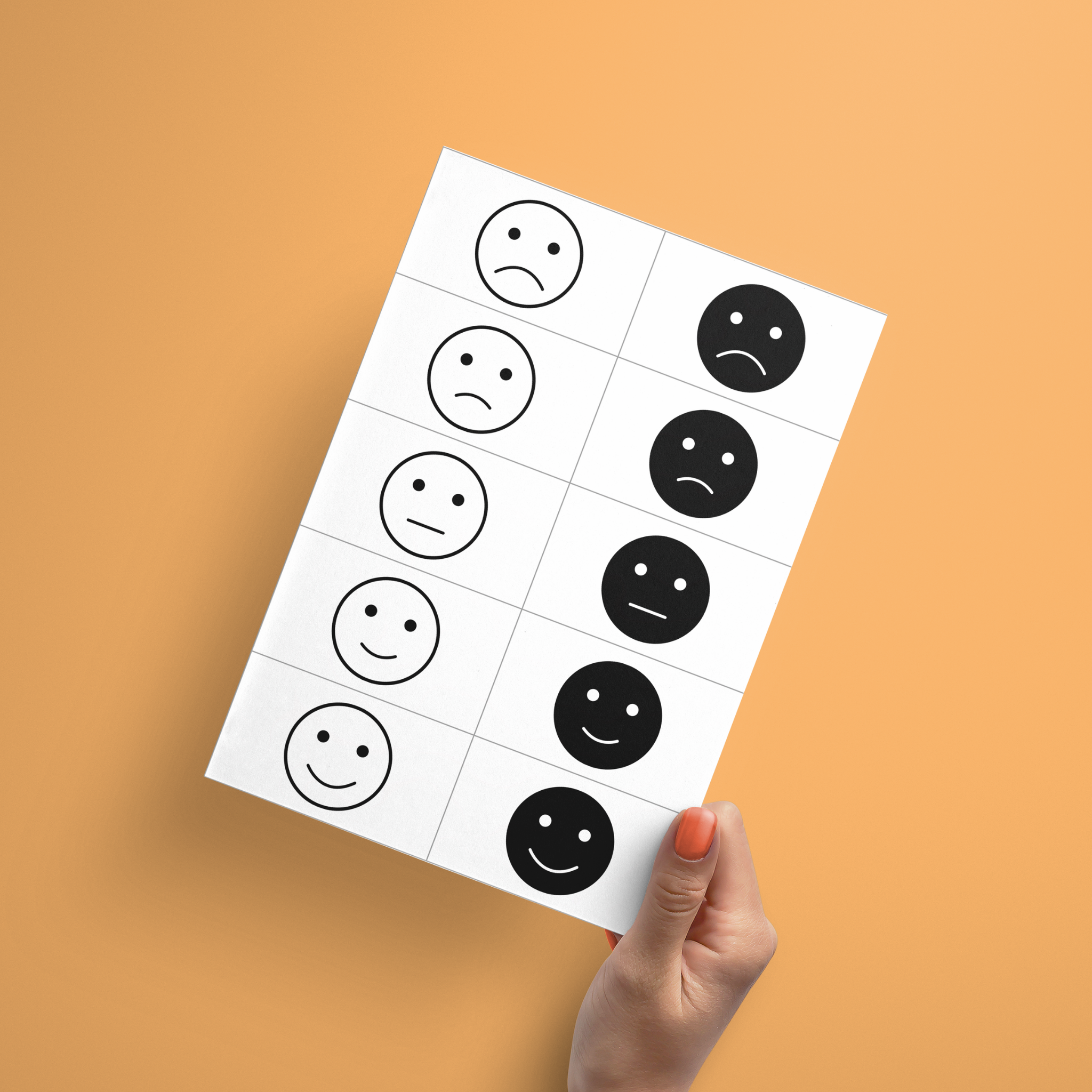 Fiche A4 emotions noir et blanc dans une main 