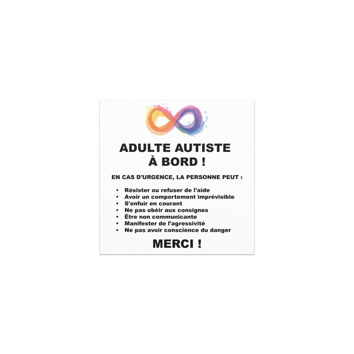 Magnet voiture sensibilisation autisme – vue de face