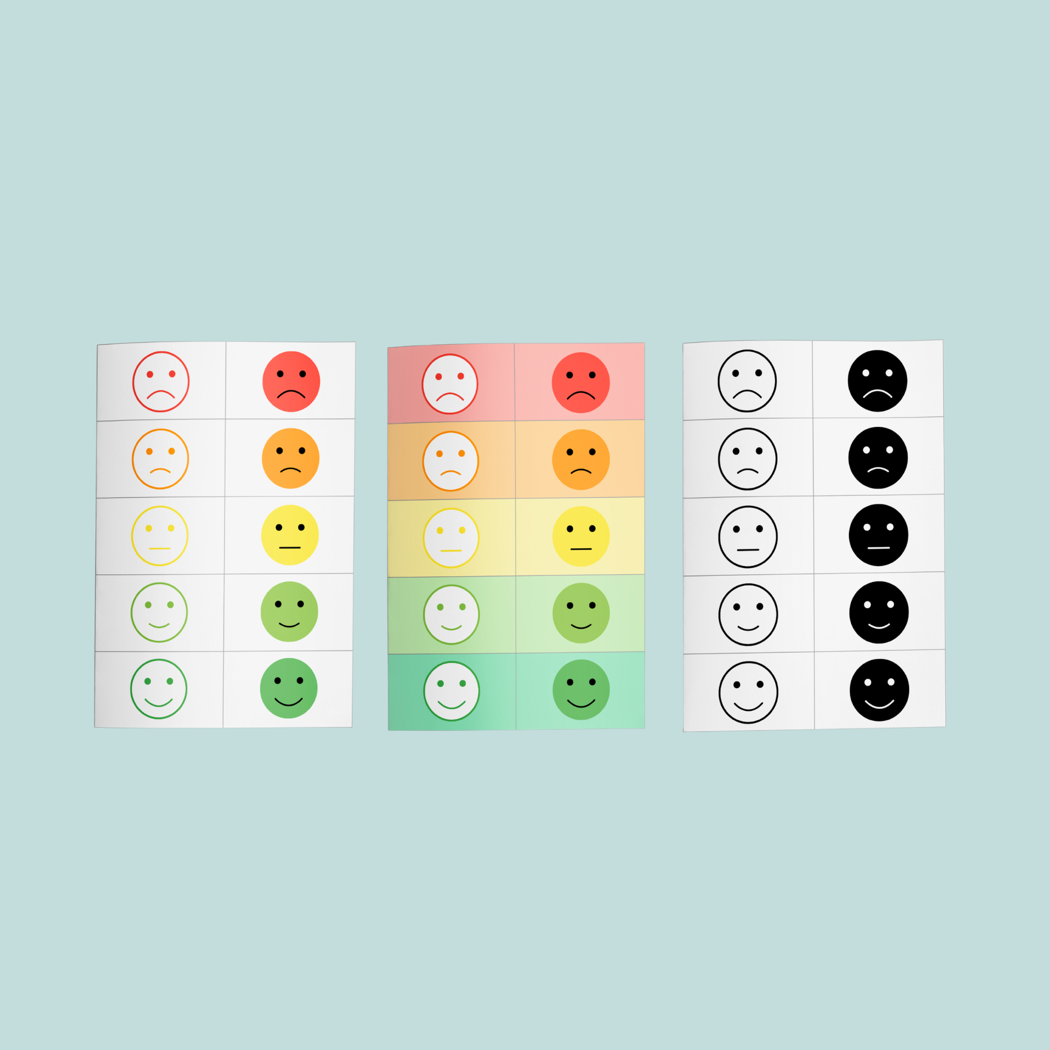 Lot trois fiches A4 cartes emotions tous autonomes